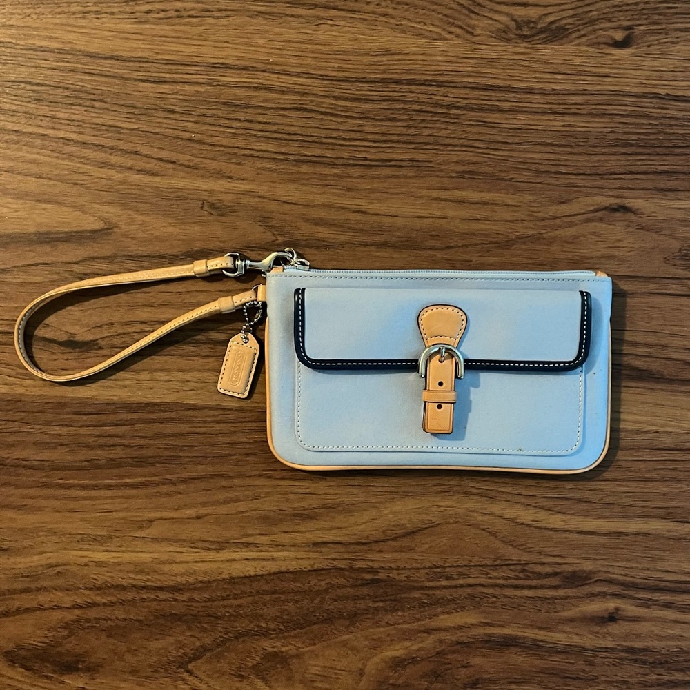 Coach Long Wristlet Leather and Cotton
